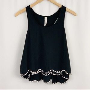 Bethany Mota Black Tank Top White Embroide…
